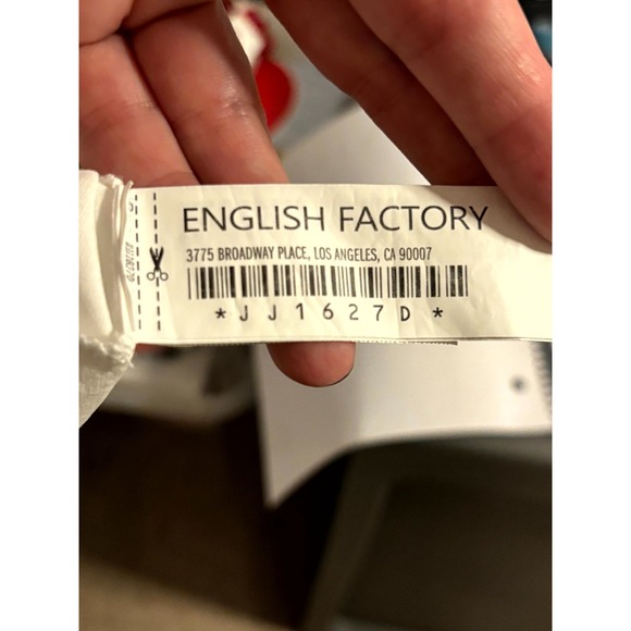 English Factory Mixed Media Mini Dress Womens XS White Knit Bodice Puff Sleeve - Picture 7 of 11